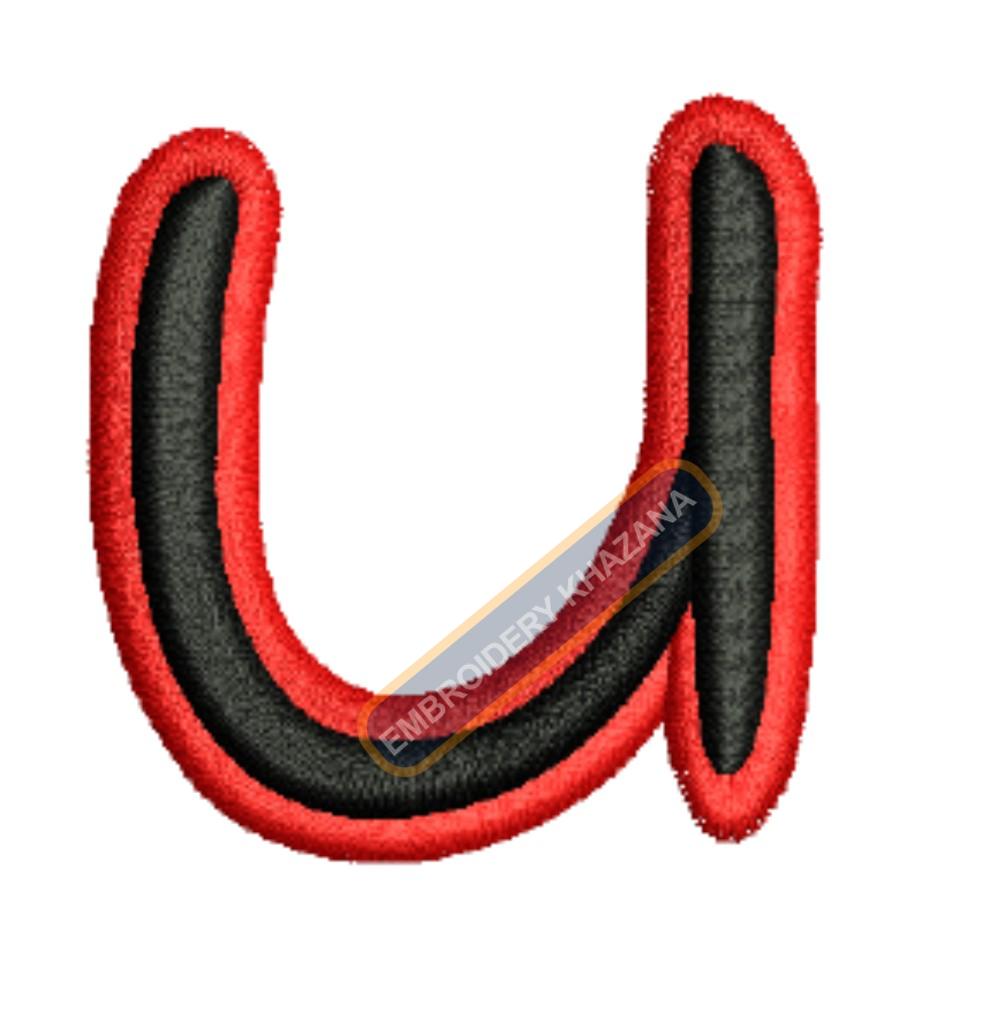 3D PUFF LETTER U WITH OUTLINE EMBROIDERY DESIGN